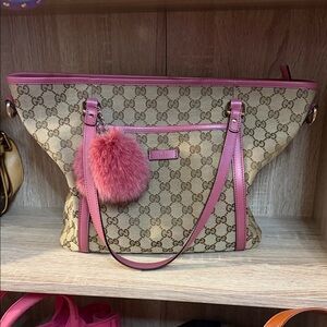 Gucci Beige and Pink Tote Bag